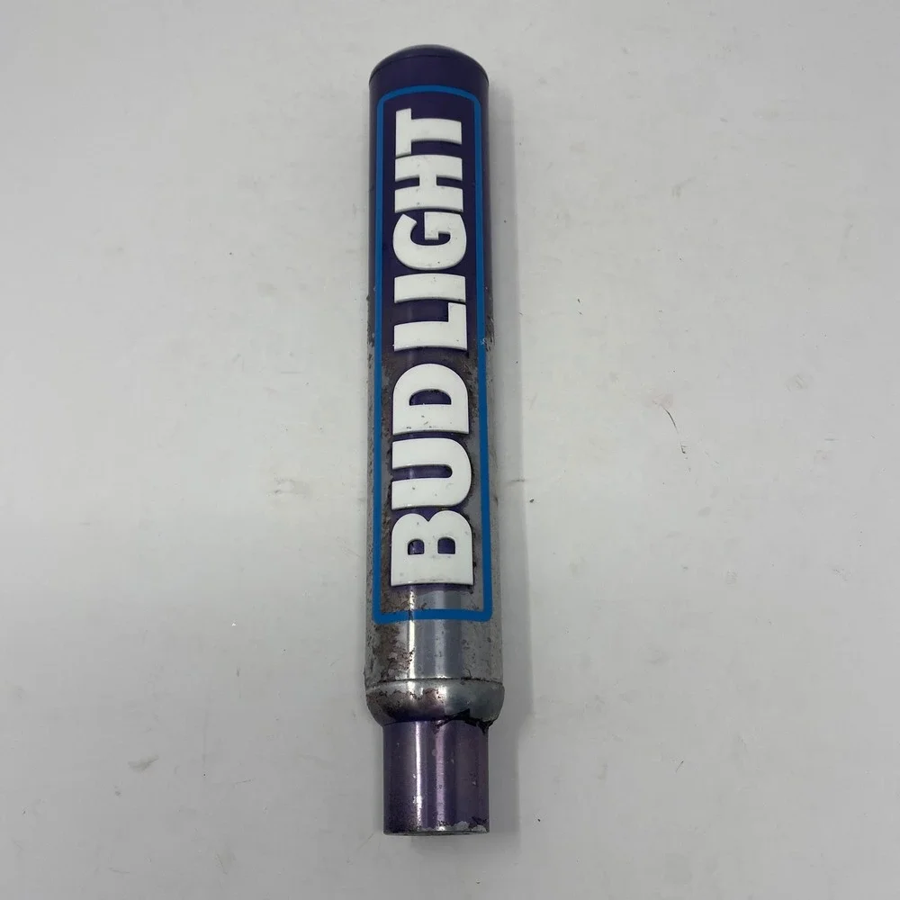 Bud Light Beer Tap Handle Purple Metallic White Raised Lettering Breweriana Bar